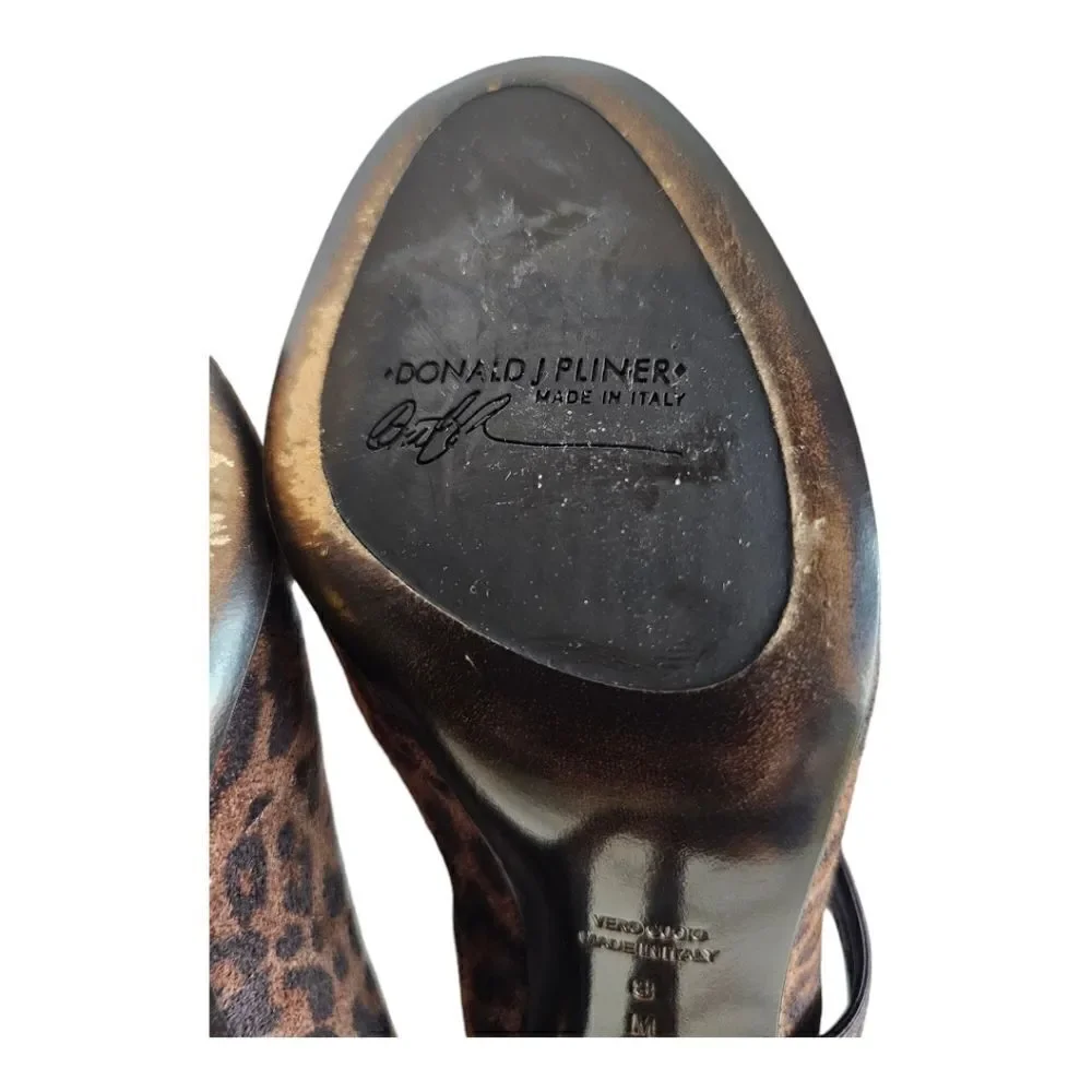 DONALD J‎ PLINER COUTURE Leopard Animal Print Open Toe Heels - Size 8